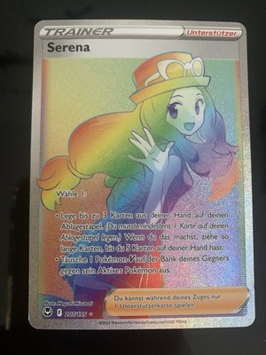 Pokémon Karte Serena 207/195 Rainbow Rare Silberne Sturmwinde Pokemon Deutsch