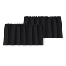 18 Inches Long Blackout Curtain Valances for Kitchen Windows - 2 Panels Black...