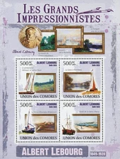 Famous Impressionist Albert Lebourg Art Souvenir Sheet of 4 Stamps MNH