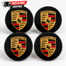 4 Porsche Oem Center Hub Caps Concave 76mm Gloss Black 911 Macan Cayenne 4 Porsche Oem Center Hub Caps Concave 76mm Gloss Black 911 Macan Cayenne