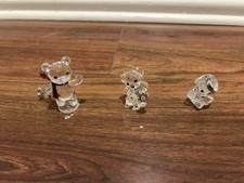 Lot of 3 Swarovski Crystal Kris Bear Bride Train Skis INCOMPLETE
