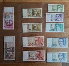 Ganzer Satz DM Scheine Deutsche Mark Banknoten, sehr gut bis kassenfr. Erhal.