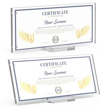 Business License Frame, 2pcs Acrylic Display Clear Certificate Holder for 4x9...