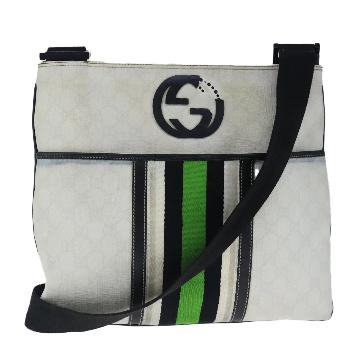 Sac à bandoulière GUCCI GG Supreme Sherry Line PVC vert blanc 181067 authentique 103737