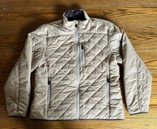 Lands' End Women Nylon Quilt Primaloft Full Zip Jacket Size M Beige - EUC
