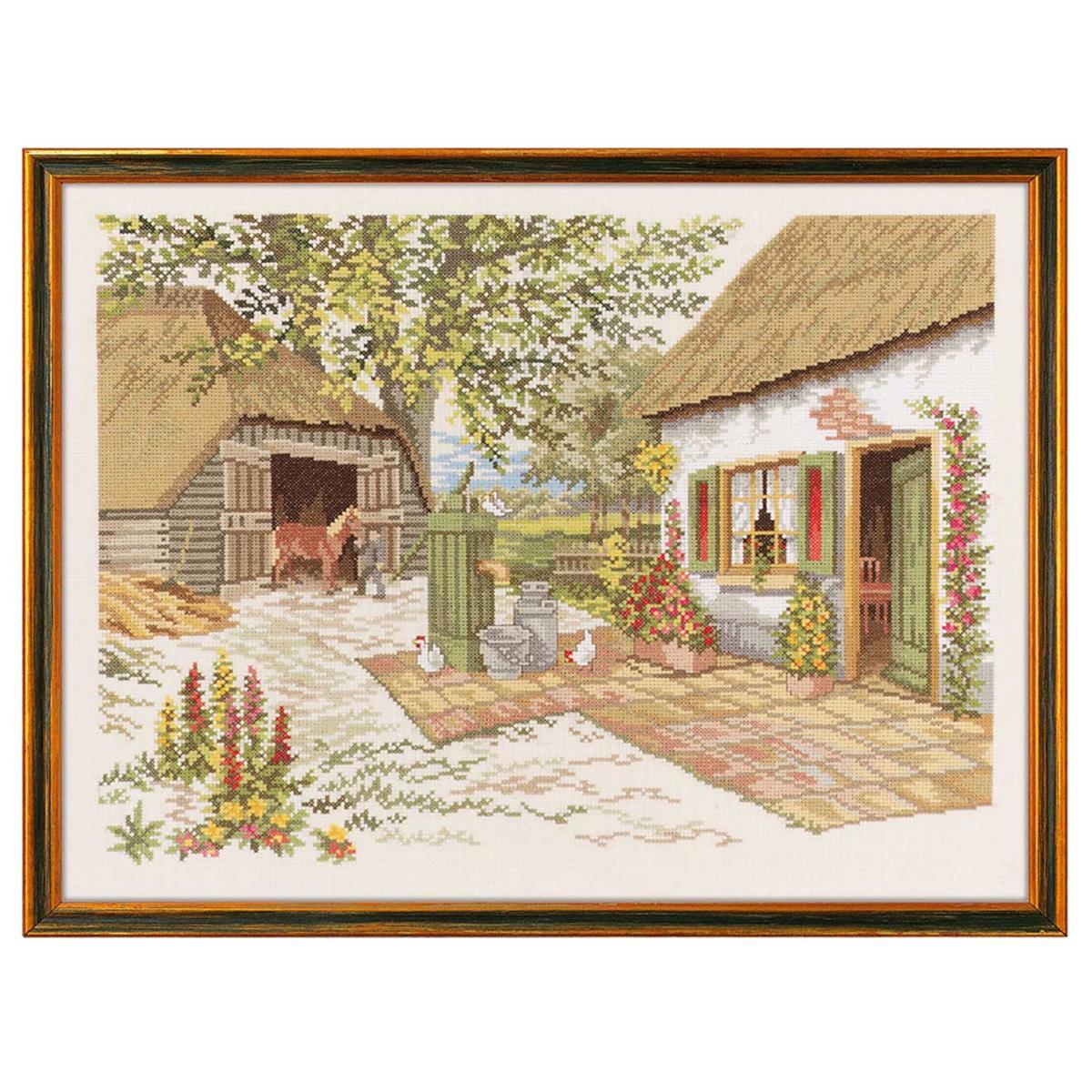 Eva Rosenstand counted cross stitch kit ""Farm and horse"", 69x55cm, DIY