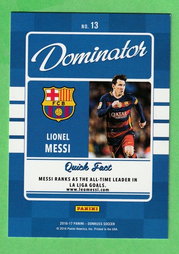 Lionel Messi - 2016/17 Panini Donruss Dominators #13 Green Holo - Bild 2 von 2