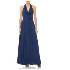 Halston Heritage Dress Draped Halter Neck Crepe Gown NWOT 0