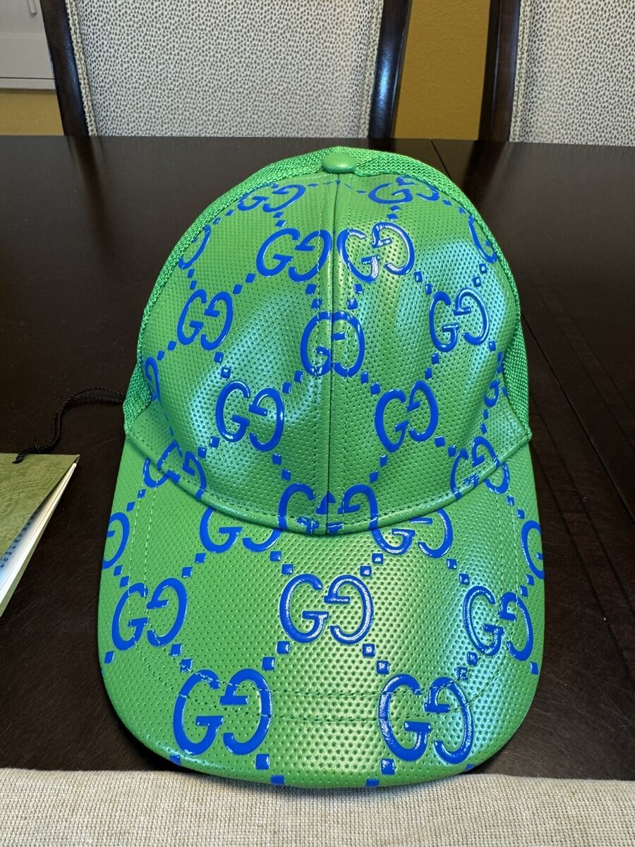 New Gucci GG Supreme Logo Baseball Hat Green Blue Size M | eBay New Gucci GG Supreme Logo Baseball Hat Green Blue Size M | eBay