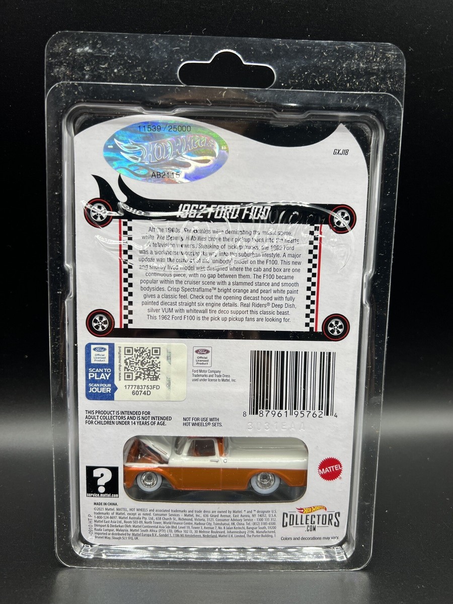 2022 HOT WHEELS RLC 1962 FORD F100 RED LINE CLUB EXCLUSIVE
