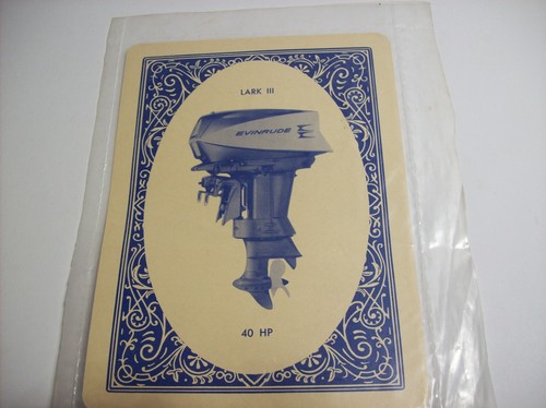 Pubblicità anni 50 Evinrude Lark III 40-HP motori fuoribordo grande carta da gioco x - Foto 2 di 8