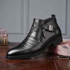 Fashion Men Dress Shoes Ankle Boots Double Side Zipper Short Boot Booties 39-47