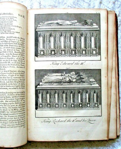 1723 THE ABBEY CHURCH of ST. PETERS WESTMINSTER - 2 Folio Volumes w/ 133 PLATES - Afbeelding 1 van 12