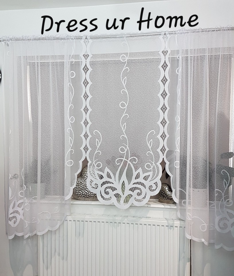 Summer Jardiniere Net Curtain – Floral Sheer Slot Top – Sold By The Metre (Made In Turkey)