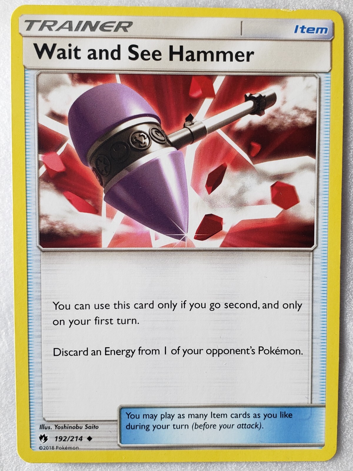 Wait And See Hammer 192/214 VLP - Lost Thunder Pokemon Card
