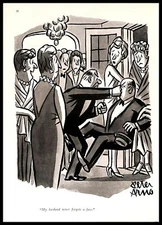 1965 Peter Arno Cartoon Vintage PRINT IMAGE Art Illustration Humor Party Fight