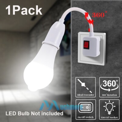 1~4Pcs E26 E27 LED Light Bulb Lamp Holder 360° Flexible Extension Adapter Socket