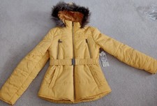 JUNIORS PARKA PUFFER WINTER COAT FAUX FUR HOOD SMALL Nwt