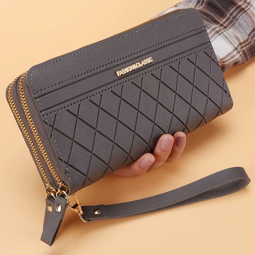 New women's long wallet Korean style simple double zipper coin purse multi-card - Bild 16 von 16