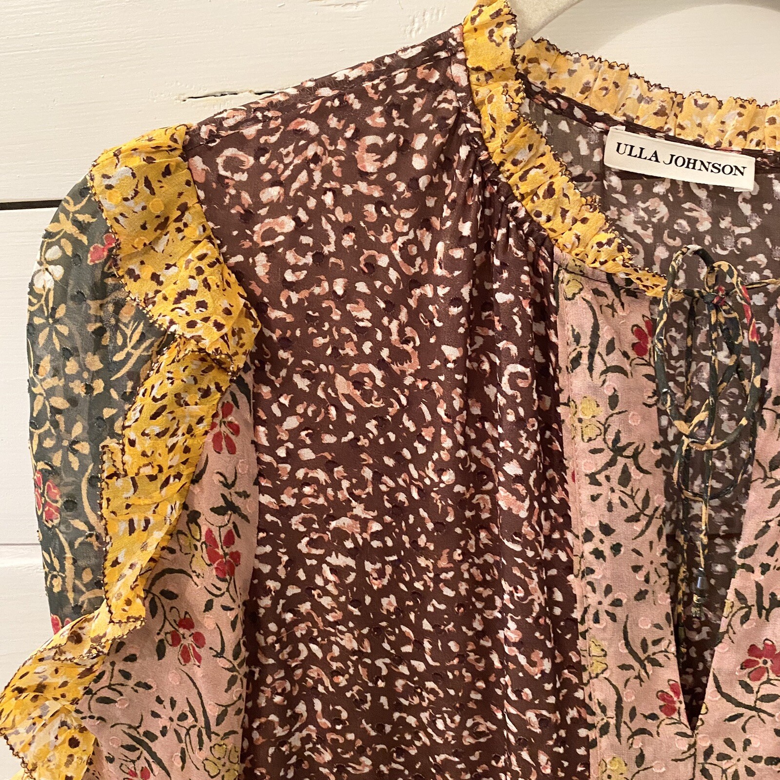 Ulla Johnson Silk Patchwork Drop Waist Dress 0 Fo… - image 10