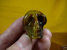 #HH-100-E HUMAN SKULL GOLDEN TIGEREYE gem stone skulls CRANIUM