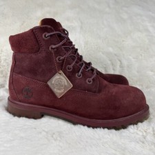 Timberland 6 Inch Premium Girls Sz 6.5Y Maroon Primaloft Waterproof Ankle Boots