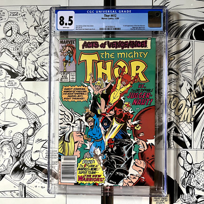 The Mighty Thor #412 CGC 8.5 WP  |  1st Appearance NEW WARRIORS | Newsstand 1989
