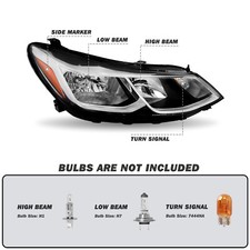 Complete Headlight Set (Pair) For 2011-2012 Chevy Cruze - Halogen, DOT/SAE, Includes Bulbs & Chrome Bezel 5 thumbnail image