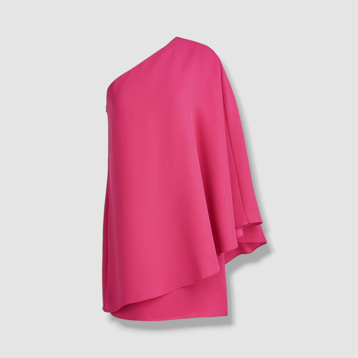 one shoulder cape mini dress SOLERSUN Plus Size Brown Autumn Elegant Women's Elastic Satin Glossy One  Shoulder Cape Sleeve Asymmetrical Hem Bodycon Mini Dress For Cocktail Party
