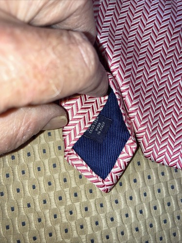 Harrods Knightsbridge Silk Tie Made in Italy 58" x 3.6" Pink Herringbone NWOT - Picture 3 of 7