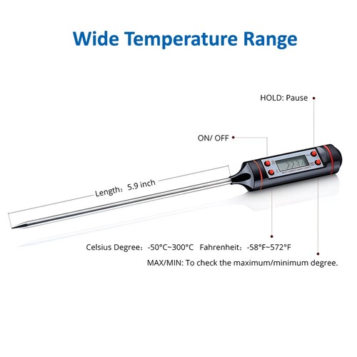 Instant Read Digital Electronic Kitchen Cooking BBQ Grill Food Meat Thermometer - Picture 3 of 9