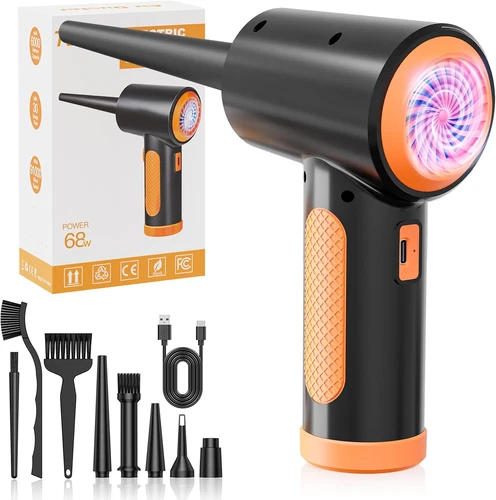 ZORUMAN Air Duster 91000 U/Min – Elektrisches Staubgebläse mit Akku & LED Orange