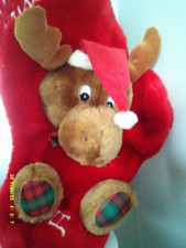 Christmas Stocking Plush 3D Moose 21" Long Clean