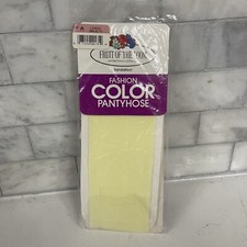 Vtg Fruit of the Loom Sheer Sandalfoot Fashion Color Pantyhose Lemon Yellow A