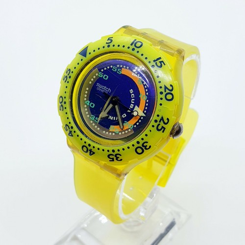 Funky 90s Yellow Swatch Scuba 200 Watch for Men and Women, Glass Cracked  Middle | eBay