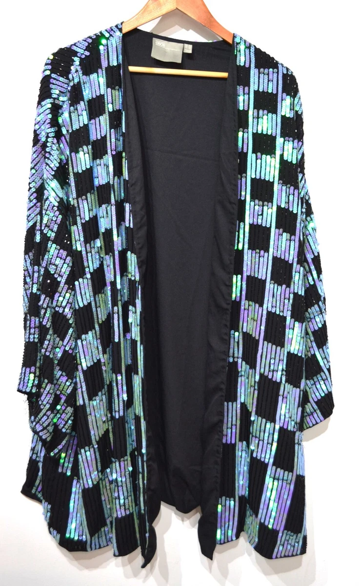 ASOS Sequin Kimono Jacket Curve Size 26 Cover up Heavy eBay