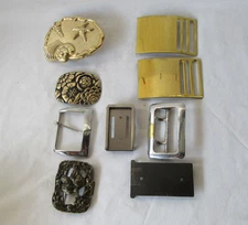 9 Metal Buckles Belt Buckles, Sea Shells, Brass and Misc