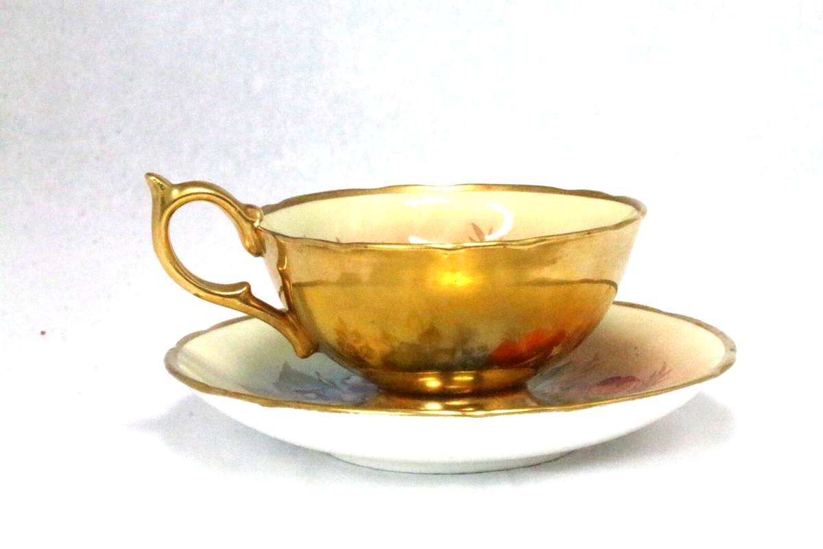 Aynsley Fruit and Floral Handpained Cup and Saucer | eBay