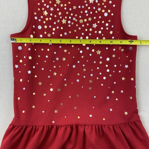 Lands End Girls Sleeveless Spring Casual Dress Size S (7-8) Red Polkdot Stars - Picture 3 of 10