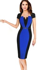 VfEmage Women Elegant Colorblock Contrast Work Business Casual Pencil Dress