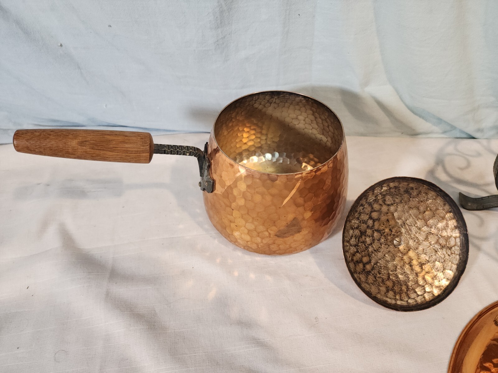 SIGG Switzerland Hammered Copper Fondue Pot w/Iron Stand, Tray, Burner, NICE!