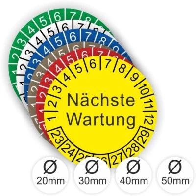 LABELMASTER_DE Prüfplakette Nächste Wartung Plakette Prüfung DIN UVV DGUV BGV Ø:20mm-50mm AS