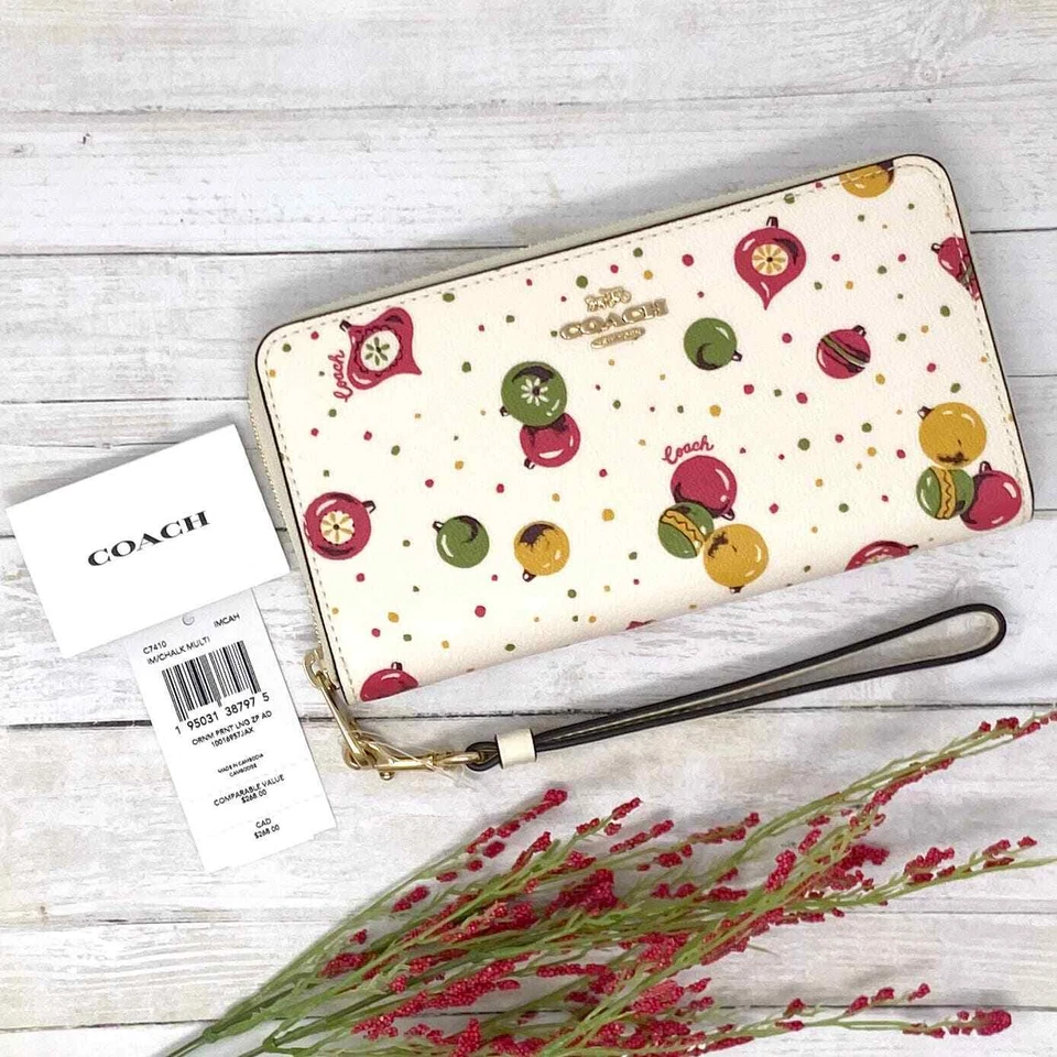 Бумажник Coach длинный на молнии вокруг с орнаментальным принтом мел белый мульти C7410 новый - Изображение 4 из 4