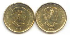 Canada 2012 2022 Loonie Canadian One Dollar 1 $1 Loon Exact Set - 2 Coins