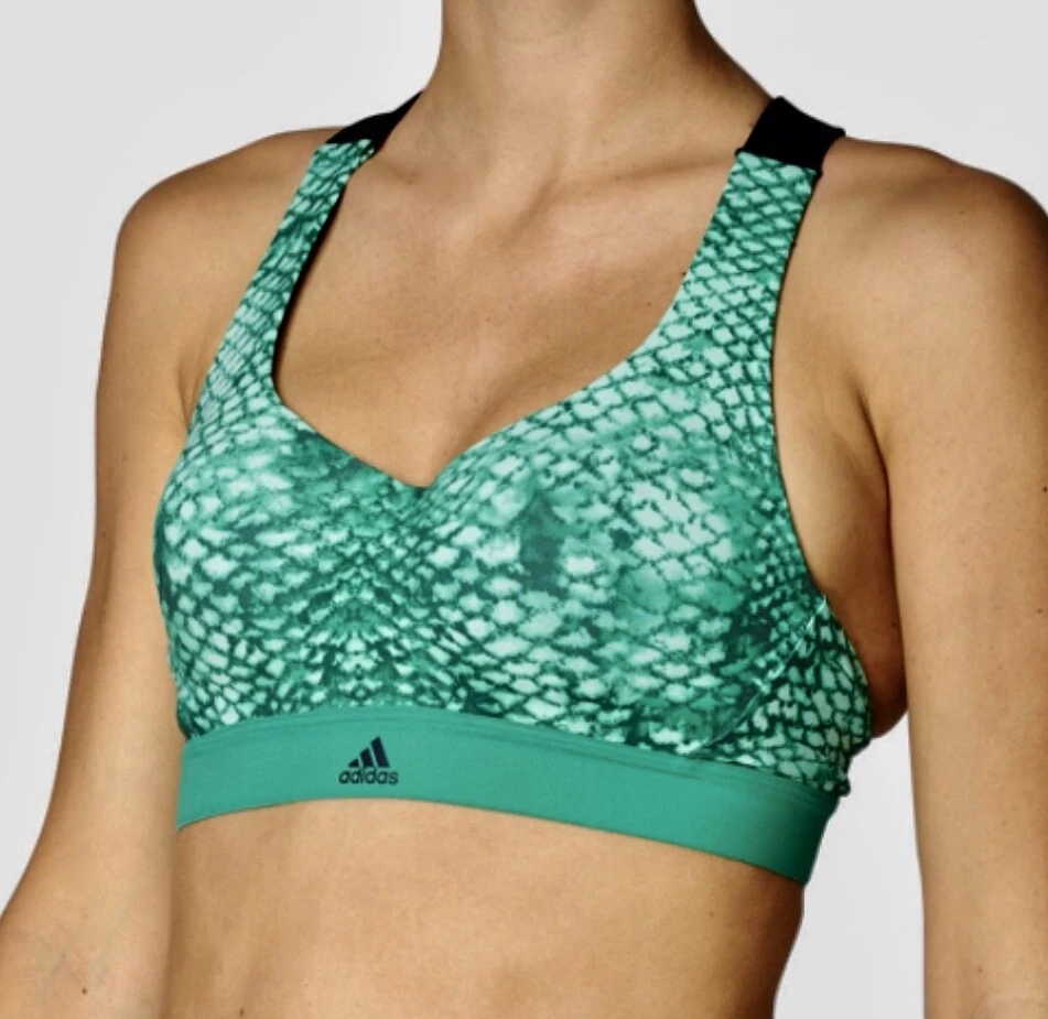 ADIDAS CMMTTD Chill High Support Sports Bra Green Print NEW Womens Sz M A/B  Cup