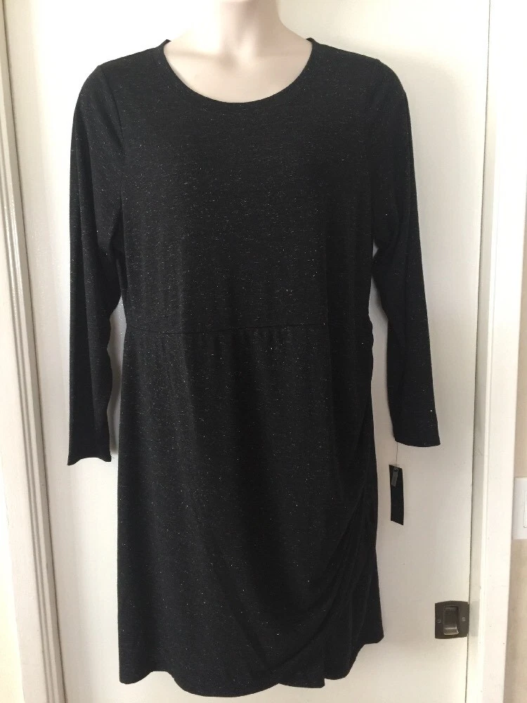 NWT Apt. 9 Black Glitz Angelina Knit Wrap Dress Plus Size 1X MSRP 50.00