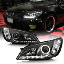 For Black 2001-2005 Lexus IS300 LED DRL Running Light Halo Projector Headlights
