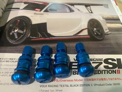 RAYS VOLK RACING ''BLUE'' FORGED ALUMINUM VALVE STEM CAPS UNIVERSAL Set Of 4 Pcs