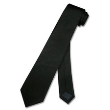 100 SILK Narrow Men's NeckTie Skinny BLACK Color Mens Thin Neck Tie 2.5"