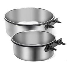 Dog Crate Bowls Stainless Steel 2 Pack Water Food Kennel Hanging Cage Clamp